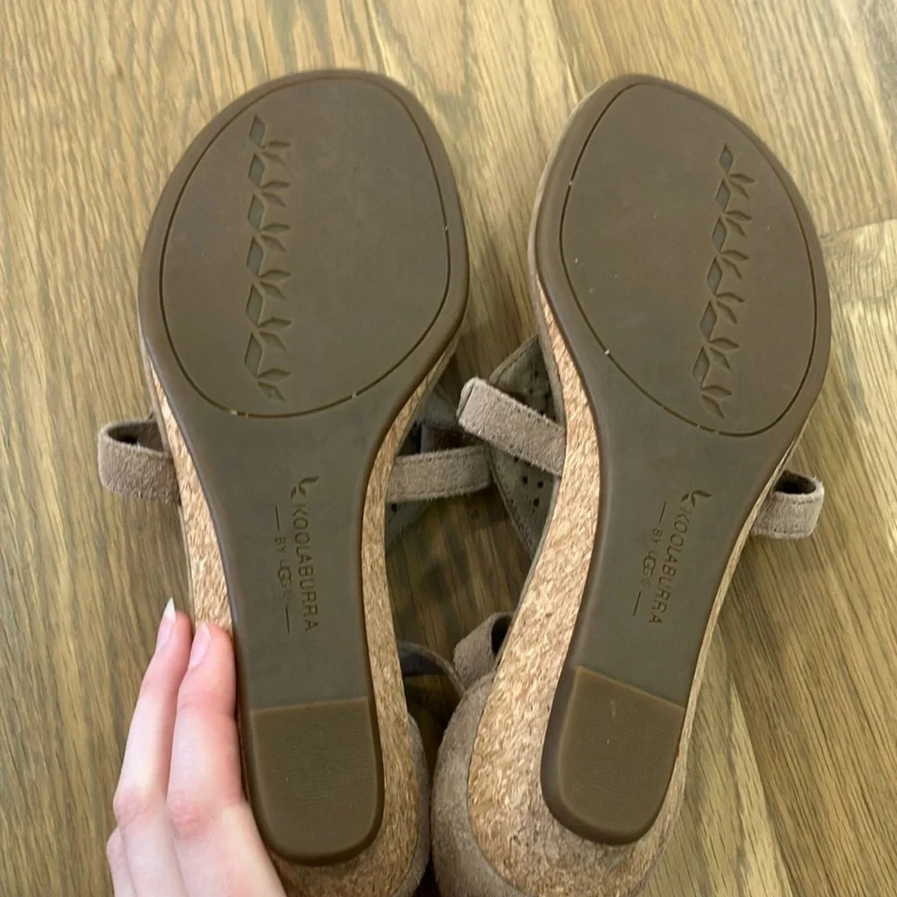 Koolaburra by Ugg Women's Light Brown Genuine Suede Brion Cork Wedge Sandals